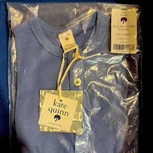 Organic Blue Henley Bodysuit short sleeve